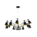 Lustre Retro noir et or satiné 12 spots