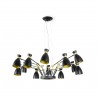 Lustre Retro noir et or satiné 12 spots