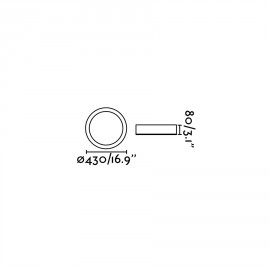 Plafonnier Cercle LED Blanc Noir Diam. 43cm
