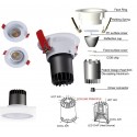Spot encastré rond fixe 10W LED